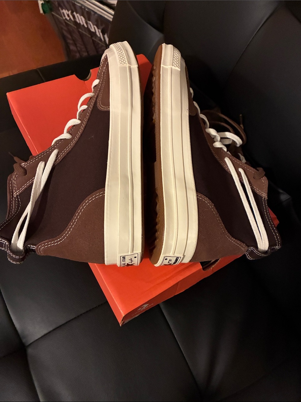 Converse Mens 12 Brown High Top Sneakers 173196C Chuck Taylor’s 70 HI dark root - Picture 9 of 12